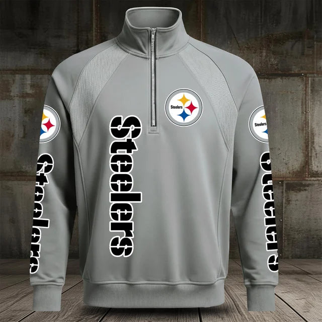 [SPECIAL OFFER] NEW CUSTOMIZED NFL14 PSB PITTSBURGH STEELERS MEN'S MULTICOLOR QUARTER-ZIP PULLOVER