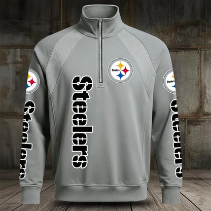 [SPECIAL OFFER] NEW CUSTOMIZED NFL14 PSB PITTSBURGH STEELERS MEN'S MULTICOLOR QUARTER-ZIP PULLOVER