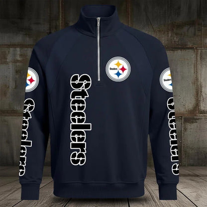 [SPECIAL OFFER] NEW CUSTOMIZED NFL14 PSB PITTSBURGH STEELERS MEN'S MULTICOLOR QUARTER-ZIP PULLOVER