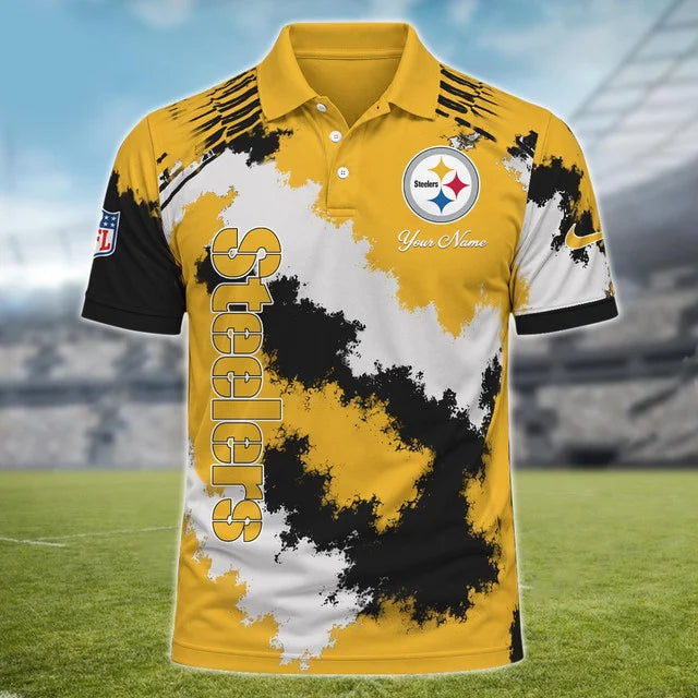 [SPECIAL OFFER] NEW CUSTOMIZED NFL14 PSB PITTSBURGH STEELERS MULTICOLOR POLO SHIRT