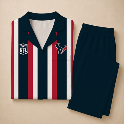 [SPECIAL OFFER] NEW CUSTOMIZED NFL15 HTT HOUSTON TEXANS SHORT SLEEVE & LONG PANTS PAJAMAS SET