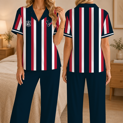 [SPECIAL OFFER] NEW CUSTOMIZED NFL15 HTT HOUSTON TEXANS SHORT SLEEVE & LONG PANTS PAJAMAS SET