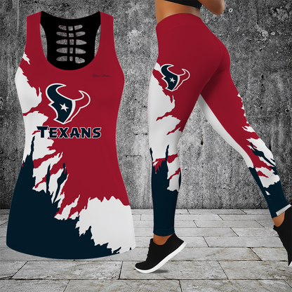 [SPECIAL OFFER] NEW CUSTOMIZED NFL15 HTT HOUSTON TEXANS HOLLOW TANK TOP & LEGGINGS SET