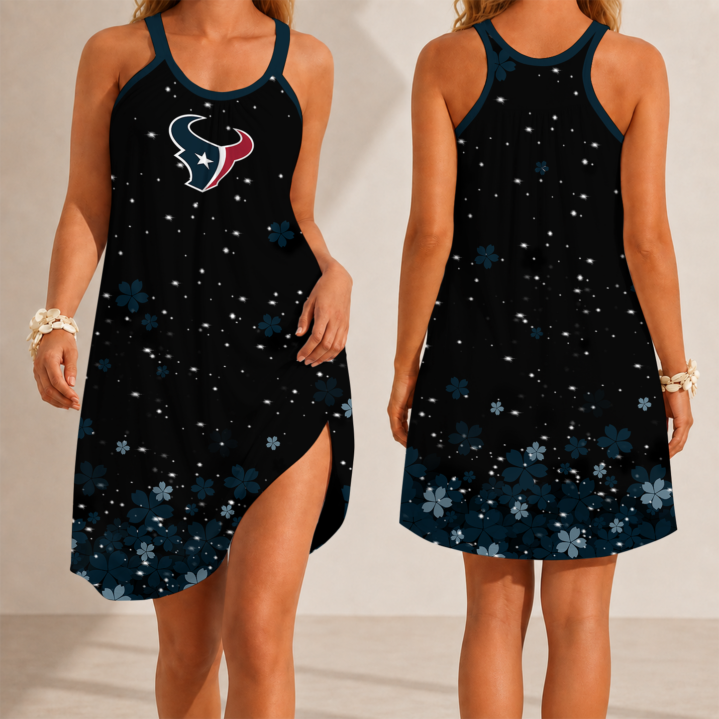 [SPECIAL OFFER] NEW CUSTOMIZED NFL15 HTT HOUSTON TEXANS CAMISOLE DRESS