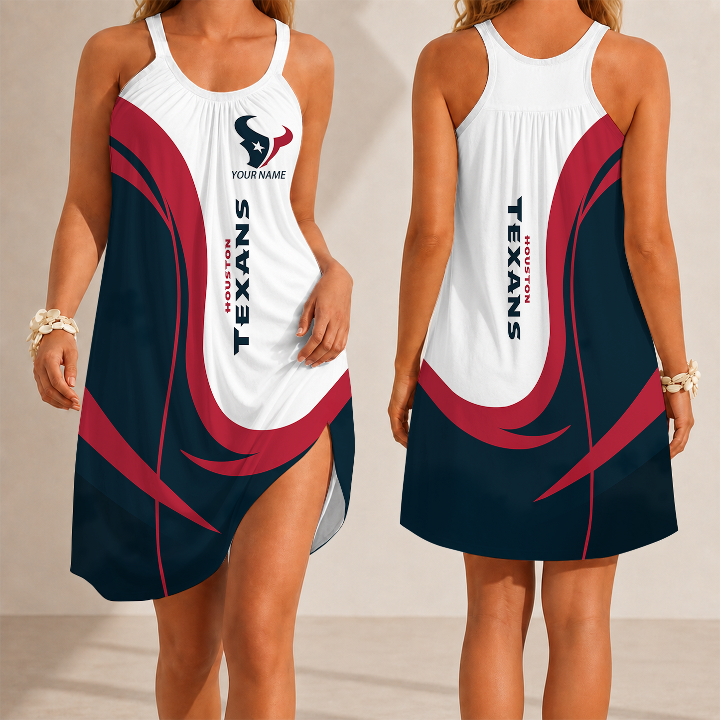 [SPECIAL OFFER] NEW CUSTOMIZED NFL15 HTT HOUSTON TEXANS CAMISOLE DRESS