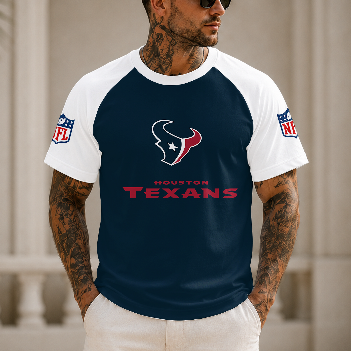 [SPECIAL OFFER] NEW CUSTOMIZED NFL15 HTT HOUSTON TEXANS RAGLAN TEE