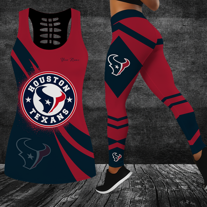 [SPECIAL OFFER] NEW CUSTOMIZED NFL15 HTT HOUSTON TEXANS HOLLOW TANK TOP & LEGGINGS SET