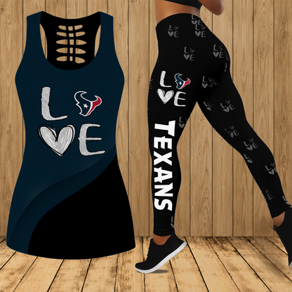 [SPECIAL OFFER] NEW CUSTOMIZED NFL15 HTT HOUSTON TEXANS HOLLOW TANK TOP & LEGGINGS SET