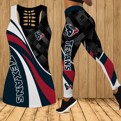 [SPECIAL OFFER] NEW CUSTOMIZED NFL15 HTT HOUSTON TEXANS HOLLOW TANK TOP & LEGGINGS SET