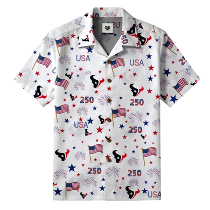 [SPECIAL OFFER] NEW CUSTOMIZED NFL15 HTT HOUSTON TEXANS PATRIOTIC 250 USA HAWAIIAN SHIRT