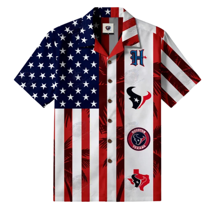 [SPECIAL OFFER] NEW CUSTOMIZED NFL15 HTT HOUSTON TEXANS PATRIOTIC 250 USA HAWAIIAN SHIRT