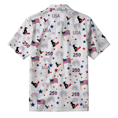 [SPECIAL OFFER] NEW CUSTOMIZED NFL15 HTT HOUSTON TEXANS PATRIOTIC 250 USA HAWAIIAN SHIRT