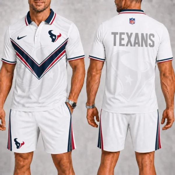 [SPECIAL OFFER] NEW CUSTOMIZED NFL15 HTT HOUSTON TEXANS POLO SHIRT & SHORT PANTS