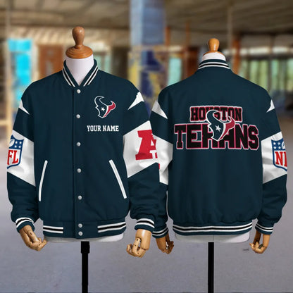 [SPECIAL OFFER] NEW CUSTOMIZED NFL15 HTT HOUSTON TEXANS SATIN VARSITY & BASEBALL JACKET