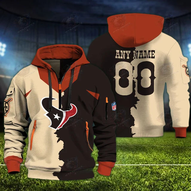 [SPECIAL OFFER] NEW CUSTOMIZED NFL15 HTT HOUSTON TEXANS QUARTER ZIP HOODIE
