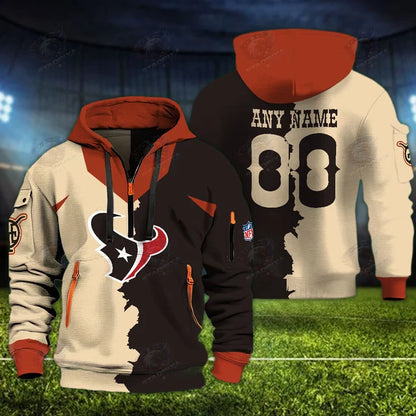 [SPECIAL OFFER] NEW CUSTOMIZED NFL15 HTT HOUSTON TEXANS QUARTER ZIP HOODIE