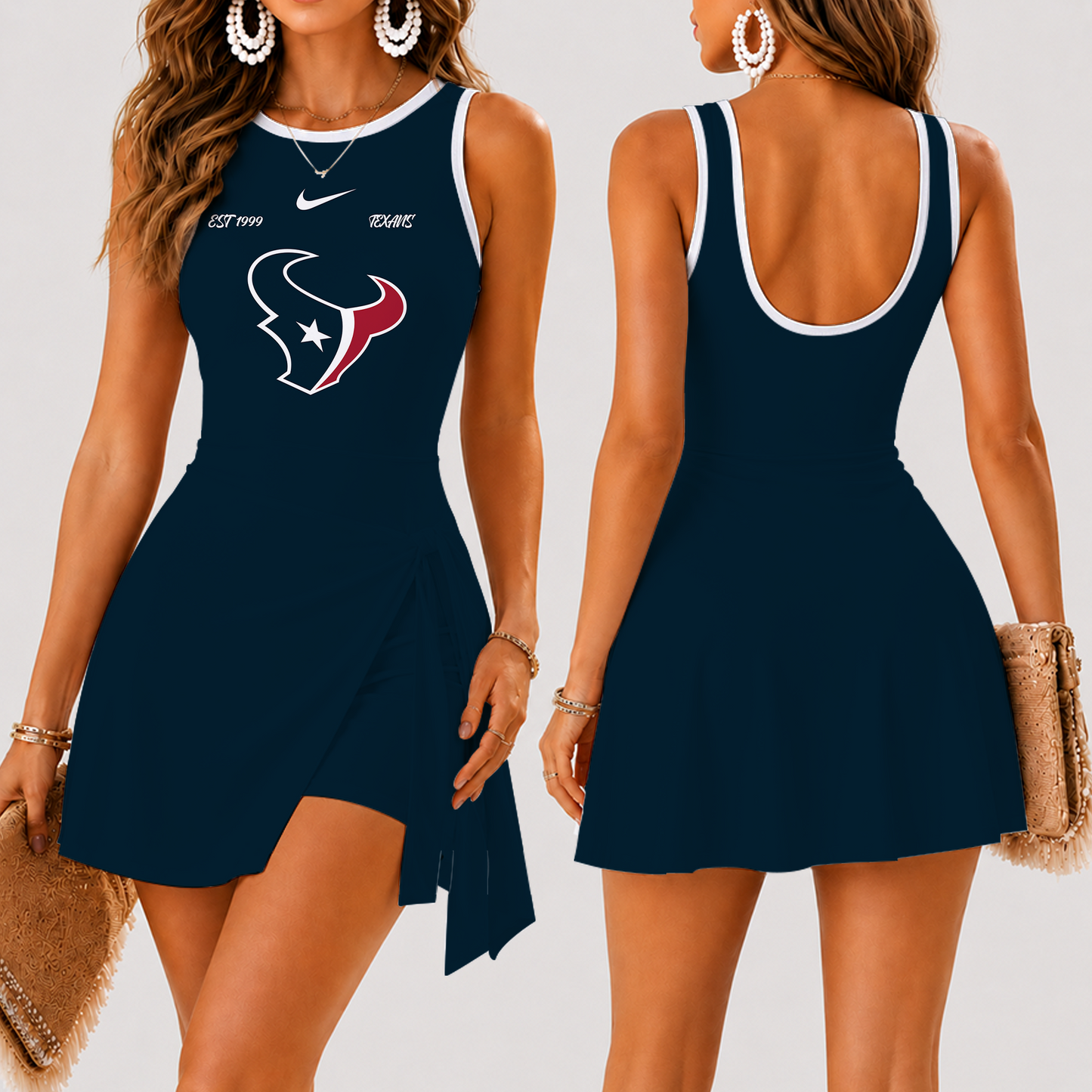 [SPECIAL OFFER] NEW CUSTOMIZED NFL15 HTT HOUSTON TEXANS WOMEN'S SUMMER SKORT DRESS