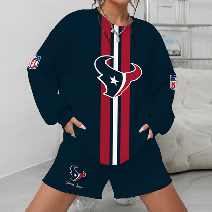 [SPECIAL OFFER] NEW CUSTOMIZED NFL15 HTT HOUSTON TEXANS UNISEX SWEATSHIRT & SHORTS SET