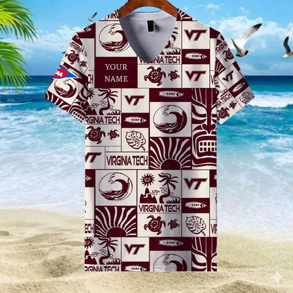 LIMITED EDITION - NEW CUSTOMIZED FBS NCAA15 VTH VG TECH HOKIES V-NECK FEMALE SHIRT