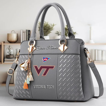 LIMITED EDITION - NEW CUSTOMIZED FBS NCAA15 VTH VG TECH HOKIES ZIP HANDBAG MULTICOLOR