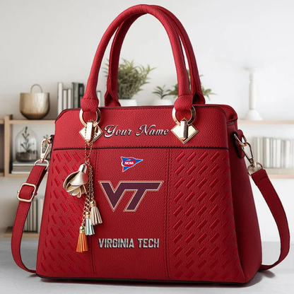 LIMITED EDITION - NEW CUSTOMIZED FBS NCAA15 VTH VG TECH HOKIES ZIP HANDBAG MULTICOLOR