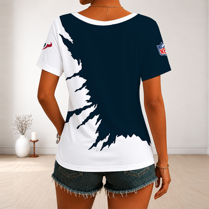 [SPECIAL OFFER] NEW CUSTOMIZED NFL15 HTT HOUSTON TEXANS V-NECK FEMALE SHIRT