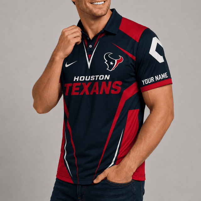[SPECIAL OFFER] NEW CUSTOMIZED NFL15 HTT HOUSTON TEXANS POLO SHIRT