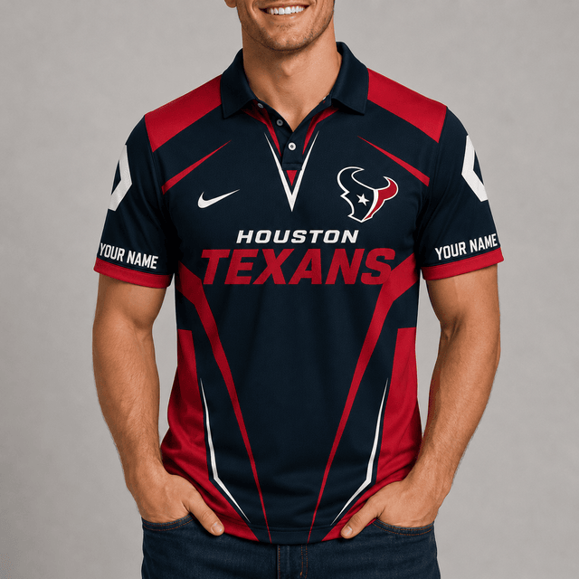 [SPECIAL OFFER] NEW CUSTOMIZED NFL15 HTT HOUSTON TEXANS POLO SHIRT