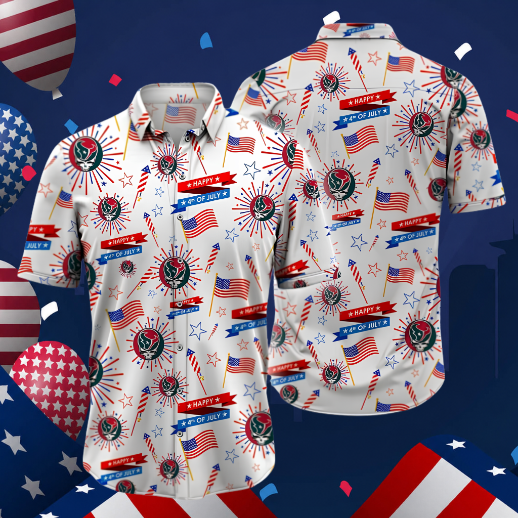 [SPECIAL OFFER] NEW CUSTOMIZED NFL15 HTT HOUSTON TEXANS PATRIOTIC 250 USA HAWAIIAN SHIRT