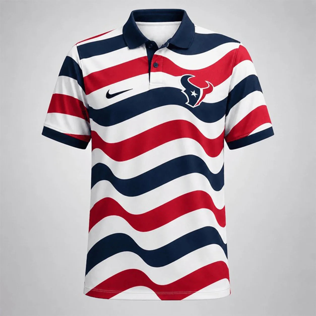 [SPECIAL OFFER] NEW CUSTOMIZED NFL15 HTT HOUSTON TEXANS STRIPED POLO SHIRT