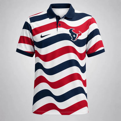 [SPECIAL OFFER] NEW CUSTOMIZED NFL15 HTT HOUSTON TEXANS STRIPED POLO SHIRT