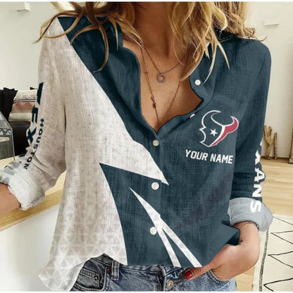 [SPECIAL OFFER] NEW CUSTOMIZED NFL15 HTT HOUSTON TEXANS WOMEN CASUAL SHIRT