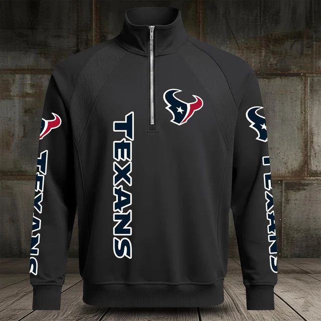 [SPECIAL OFFER] NEW CUSTOMIZED NFL15 HTT HOUSTON TEXANS MEN'S MULTICOLOR QUARTER-ZIP PULLOVER