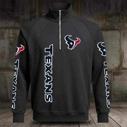 [SPECIAL OFFER] NEW CUSTOMIZED NFL15 HTT HOUSTON TEXANS MEN'S MULTICOLOR QUARTER-ZIP PULLOVER
