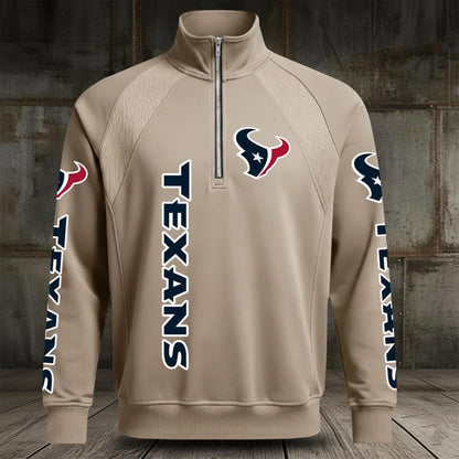 [SPECIAL OFFER] NEW CUSTOMIZED NFL15 HTT HOUSTON TEXANS MEN'S MULTICOLOR QUARTER-ZIP PULLOVER