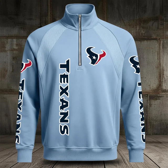 [SPECIAL OFFER] NEW CUSTOMIZED NFL15 HTT HOUSTON TEXANS MEN'S MULTICOLOR QUARTER-ZIP PULLOVER