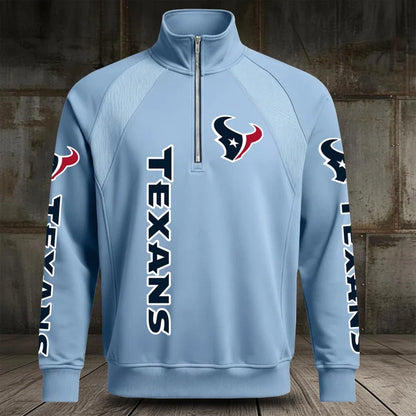 [SPECIAL OFFER] NEW CUSTOMIZED NFL15 HTT HOUSTON TEXANS MEN'S MULTICOLOR QUARTER-ZIP PULLOVER
