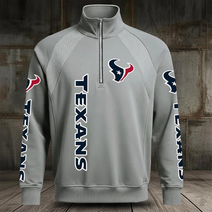 [SPECIAL OFFER] NEW CUSTOMIZED NFL15 HTT HOUSTON TEXANS MEN'S MULTICOLOR QUARTER-ZIP PULLOVER