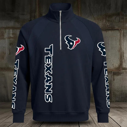 [SPECIAL OFFER] NEW CUSTOMIZED NFL15 HTT HOUSTON TEXANS MEN'S MULTICOLOR QUARTER-ZIP PULLOVER