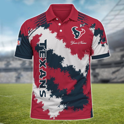 [SPECIAL OFFER] NEW CUSTOMIZED NFL15 HTT HOUSTON TEXANS MULTICOLOR POLO SHIRT