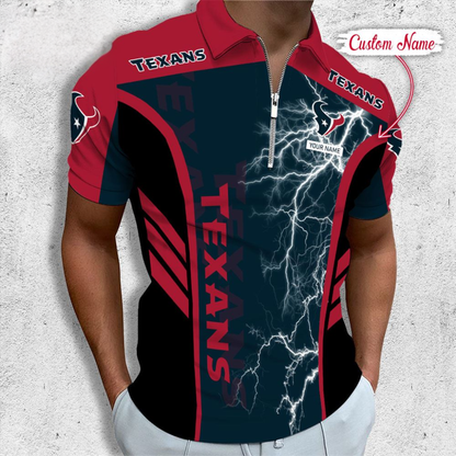 [SPECIAL OFFER] NEW CUSTOMIZED NFL15 HTT HOUSTON TEXANS ZIP POLO SHIRT