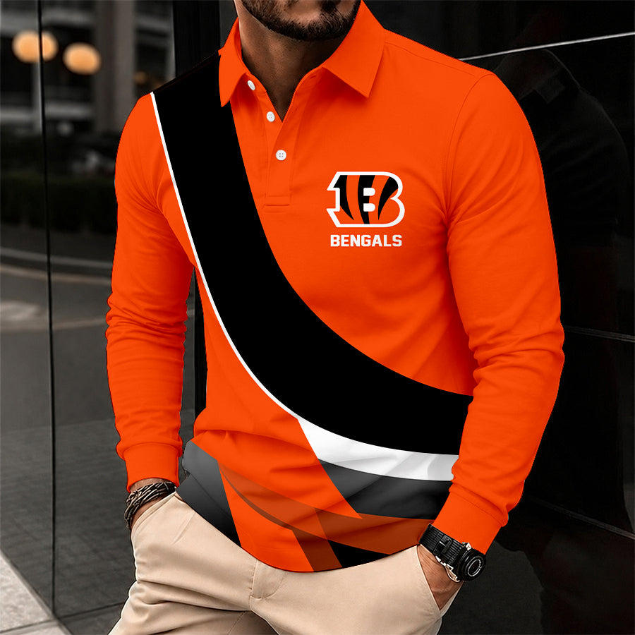 [SPECIAL OFFER] NEW CUSTOMIZED NFL16 CCB CINCINNATI BENGALS LONG SLEEVE POLO SHIRT