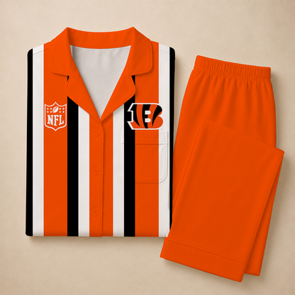 [SPECIAL OFFER] NEW CUSTOMIZED NFL16 CCB CINCINNATI BENGALS SHORT SLEEVE & LONG PANTS PAJAMAS SET