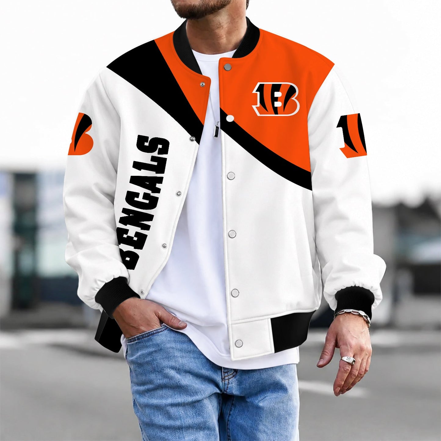 [SPECIAL OFFER] NEW CUSTOMIZED NFL16 CCB CINCINNATI BENGALS SATIN VARSITY & BASEBALL JACKET