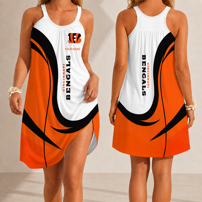 [SPECIAL OFFER] NEW CUSTOMIZED NFL16 CCB CINCINNATI BENGALS CAMISOLE DRESS