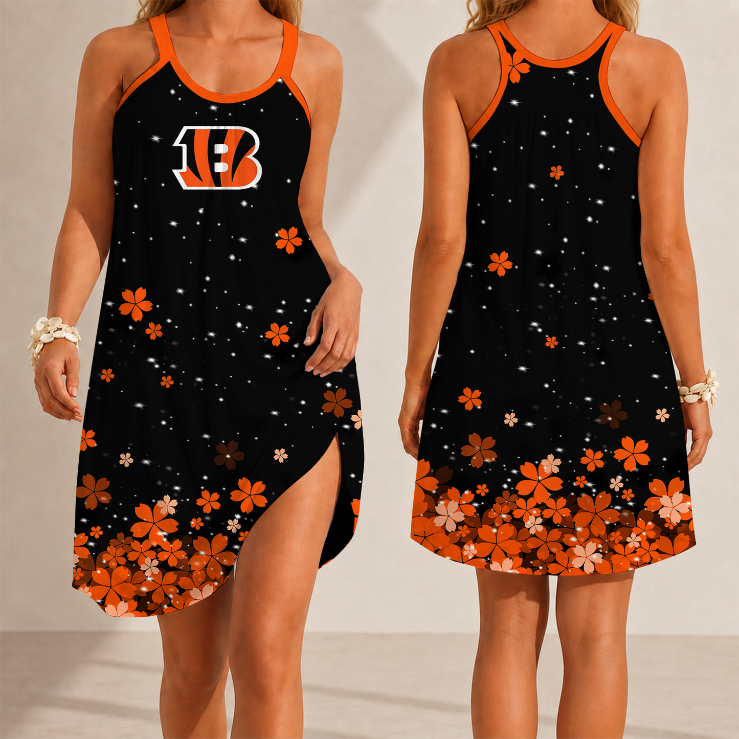 [SPECIAL OFFER] NEW CUSTOMIZED NFL16 CCB CINCINNATI BENGALS CAMISOLE DRESS