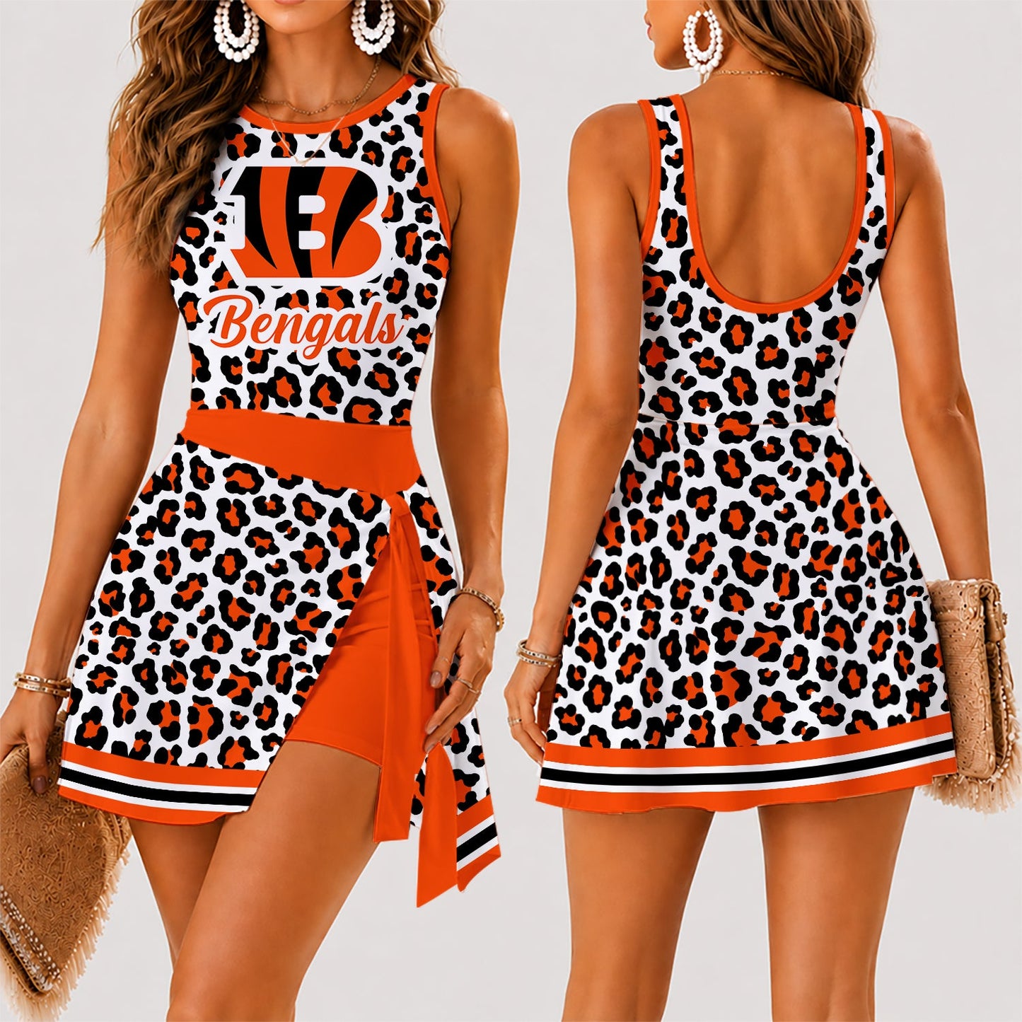 [SPECIAL OFFER] NEW CUSTOMIZED NFL16 CCB CINCINNATI BENGALS WOMEN'S SUMMER SKORT DRESS
