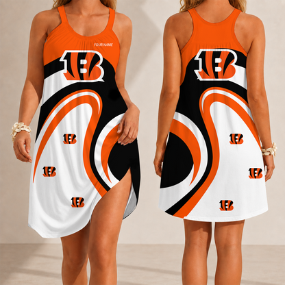 [SPECIAL OFFER] NEW CUSTOMIZED NFL16 CCB CINCINNATI BENGALS CAMISOLE DRESS