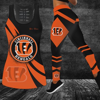 [SPECIAL OFFER] NEW CUSTOMIZED NFL16 CCB CINCINNATI BENGALS HOLLOW TANK TOP & LEGGINGS SET