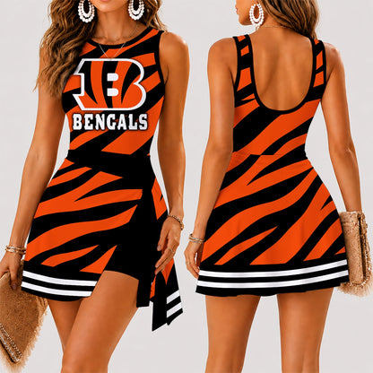 [SPECIAL OFFER] NEW CUSTOMIZED NFL16 CCB CINCINNATI BENGALS WOMEN'S SUMMER SKORT DRESS